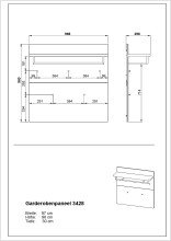 Wandgarderobe >GW-GENOVA< 5 Haken, Ablage, Stange, Glas / Weiß - 97x96x30cm (BxHxT)