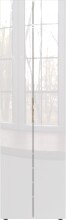 Garderobenschrank >GW-GENOVA< 5 Böden, Kleiderstange, Glas / Weiß - 59x197x40cm (BxHxT)