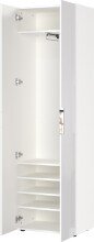 Garderobenschrank >GW-GENOVA< 5 Böden, Kleiderstange, Glas / Weiß - 59x197x40cm (BxHxT)