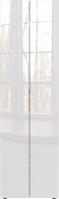 Garderobenschrank >GW-GENOVA< 5 Böden, Kleiderstange, Glas / Weiß - 59x197x40cm (BxHxT)
