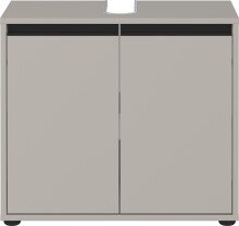 Waschbeckenunterschrank >GW-LEMONT< Siphonaussparung, 2 Türen, Türdämpfung, Steingrau - 63x55x34cm (BxHxT)