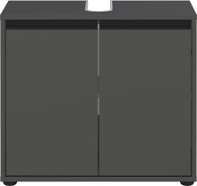 Waschbeckenunterschrank >GW-LEMONT< Siphonaussparung, 2 Türen, Türdämpfung, Graphit - 63x55x34cm (BxHxT)
