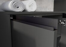 Waschbeckenunterschrank >GW-LEMONT< Siphonaussparung, 2 Türen, Türdämpfung, Graphit - 63x55x34cm (BxHxT)