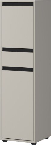 Seitenschrank >GW-LEMONT< 2 Türen, 1 Schublade, Dämpfung, Steingrau - 33x121x34cm (BxHxT)