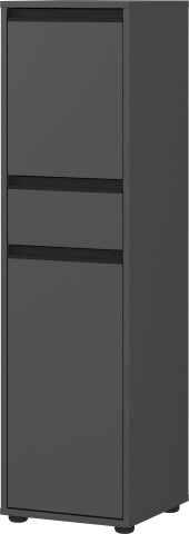Seitenschrank >GW-LEMONT< 2 Türen, 1 Schublade, Dämpfung, Graphit - 33x121x34cm (BxHxT)