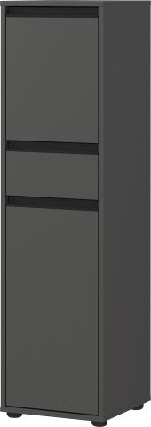 Seitenschrank >GW-LEMONT< 2 Türen, 1 Schublade, Dämpfung, Graphit - 33x121x34cm (BxHxT)