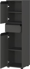 Seitenschrank >GW-LEMONT< 2 Türen, 1 Schublade, Dämpfung, Graphit - 33x121x34cm (BxHxT)