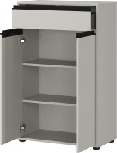 Badkommode >GW-LEMONT< Türen & Schublade mit Soft-Close, Steingrau - 63x98x34cm (BxHxT)