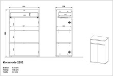 Badkommode >GW-LEMONT< Türen & Schublade mit Soft-Close, Steingrau - 63x98x34cm (BxHxT)