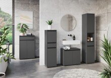 Badkommode >GW-LEMONT< Türen & Schublade mit Soft-Close, Graphit - 63x98x34cm (BxHxT)
