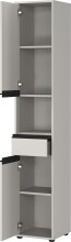 Hochschrank >GW-LEMONT< Türen und Schublade mit Dämpfung, Steingrau - 33x181x34cm (BxHxT)