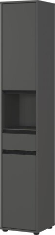Hochschrank >GW-LEMONT< Türen und Schublade mit Dämpfung, Graphit - 33x181x34cm (BxHxT)