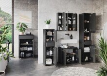 Hochschrank >GW-LEMONT< Türen und Schublade mit Dämpfung, Graphit - 33x181x34cm (BxHxT)