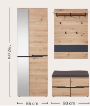 Garderoben-Set >Memphis< (3-teilig) Artisan Eiche Dekor / Graphit - 145x192x38 (BxHxT)