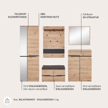 Garderoben-Set >Memphis< (2-teilig) Artisan Eiche Dekor / graphit - 145x192x38 (BxHxT)