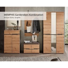 Garderoben-Set >Memphis< (3-teilig) Artisan Eiche Dekor / Graphit - 185x192x38 (BxHxT)