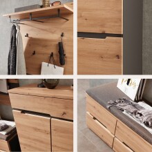 Garderoben-Set >Memphis< (3-teilig) Artisan Eiche Dekor / Graphit - 185x192x38 (BxHxT)
