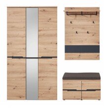 Garderoben-Set >Memphis< (3-teilig) Artisan Eiche Dekor / Graphit - 185x192x38 (BxHxT)