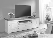 Wohnwand >WZ-0133< (2-teilig) weiss / eichefarbig - 268x177x42 (BxHxT)