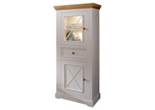 Wohnwand >WZ-0133< (2-teilig) weiss / eichefarbig - 268x177x42 (BxHxT)