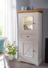 Wohnwand >WZ-0133< (2-teilig) weiss / eichefarbig - 268x177x42 (BxHxT)