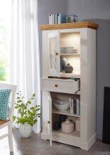 Wohnwand >WZ-0133< (2-teilig) weiss / eichefarbig - 268x177x42 (BxHxT)