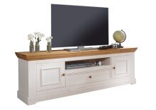 Wohnwand >WZ-0133< (2-teilig) weiss / eichefarbig - 268x177x42 (BxHxT)