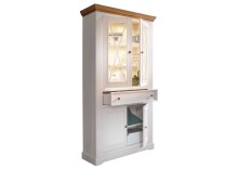 Wohnwand >WZ-0133< (2-teilig) weiss / eichefarbig - 298x214x42 (BxHxT)