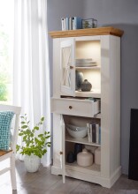Wohnwand >WZ-0133< (3-teilig) weiss / eichefarbig - 248x177x42 (BxHxT)