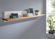 Wohnwand >WZ-0133< (3-teilig) weiss / eichefarbig - 248x177x42 (BxHxT)