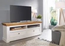Wohnwand >WZ-0133< (3-teilig) weiss / eichefarbig -...