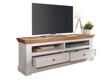 Wohnwand >WZ-0133< (3-teilig) weiss / eichefarbig - 248x214x42 (BxHxT)