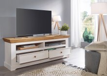 Wohnwand >WZ-0133< (3-teilig) weiss / eichefarbig - 248x214x42 (BxHxT)