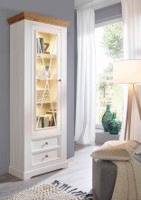 Wohnwand >WZ-0133< (3-teilig) weiss / eichefarbig - 248x214x42 (BxHxT)