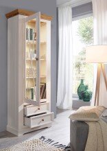 Wohnwand >WZ-0133< (3-teilig) weiss / eichefarbig - 248x214x42 (BxHxT)
