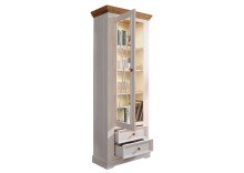 Wohnwand >WZ-0133< (3-teilig) weiss / eichefarbig - 248x214x42 (BxHxT)