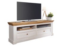 Wohnwand >WZ-0133< (3-teilig) weiss / eichefarbig - 248x214x42 (BxHxT)