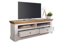 Wohnwand >WZ-0133< (4-teilig) weiss / eichefarbig - 357x214x42 (BxHxT)