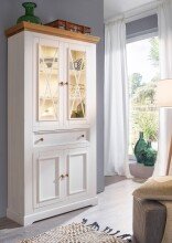 Wohnwand >WZ-0133< (4-teilig) weiss / eichefarbig - 357x214x42 (BxHxT)