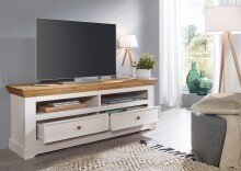 Wohnwand >WZ-0133< (4-teilig) weiss / eichefarbig - 327x214x42 (BxHxT)