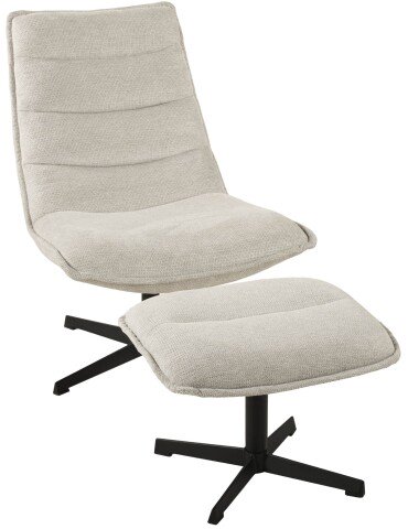 Relaxsessel >Aveiro< (2-teilig) inkl. Hocker, hellgrau, Webstoff - 69x94x91cm (BxHxT)