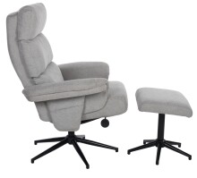 Relaxsessel >Zalea< (2-teilig) inkl. Hocker,  steingrau - 87x108x82 (BxHxT)