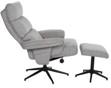 Relaxsessel >Zalea< (2-teilig) inkl. Hocker,  steingrau - 87x108x82 (BxHxT)
