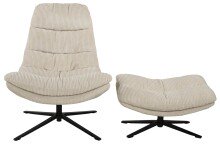 Relaxsessel >Porto< (2-teilig) inkl. Hocker, drehbar, Cord beige - 83x100x92 (BxHxT)