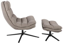 Relaxsessel >Porto< (2-teilig) inkl. Hocker, drehbar, sandfarbig - 83x100x92cm (BxHxT)