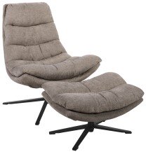 Relaxsessel >Porto< (2-teilig) inkl. Hocker, drehbar, sandfarbig - 83x100x92cm (BxHxT)