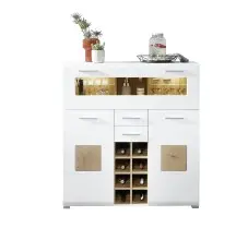 Barschrank >Fun Plus< in weiss matt / Eiche Dekor -...