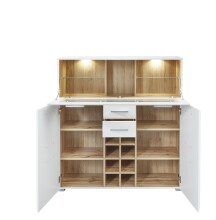 Barschrank >Fun Plus< in weiss matt / Eiche Dekor - 120x129x37 (BxHxT)