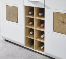 Barschrank >Fun Plus< in weiss matt / Eiche Dekor - 120x129x37 (BxHxT)