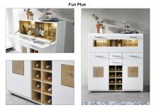 Barschrank >Fun Plus< in weiss matt / Eiche Dekor - 120x129x37 (BxHxT)